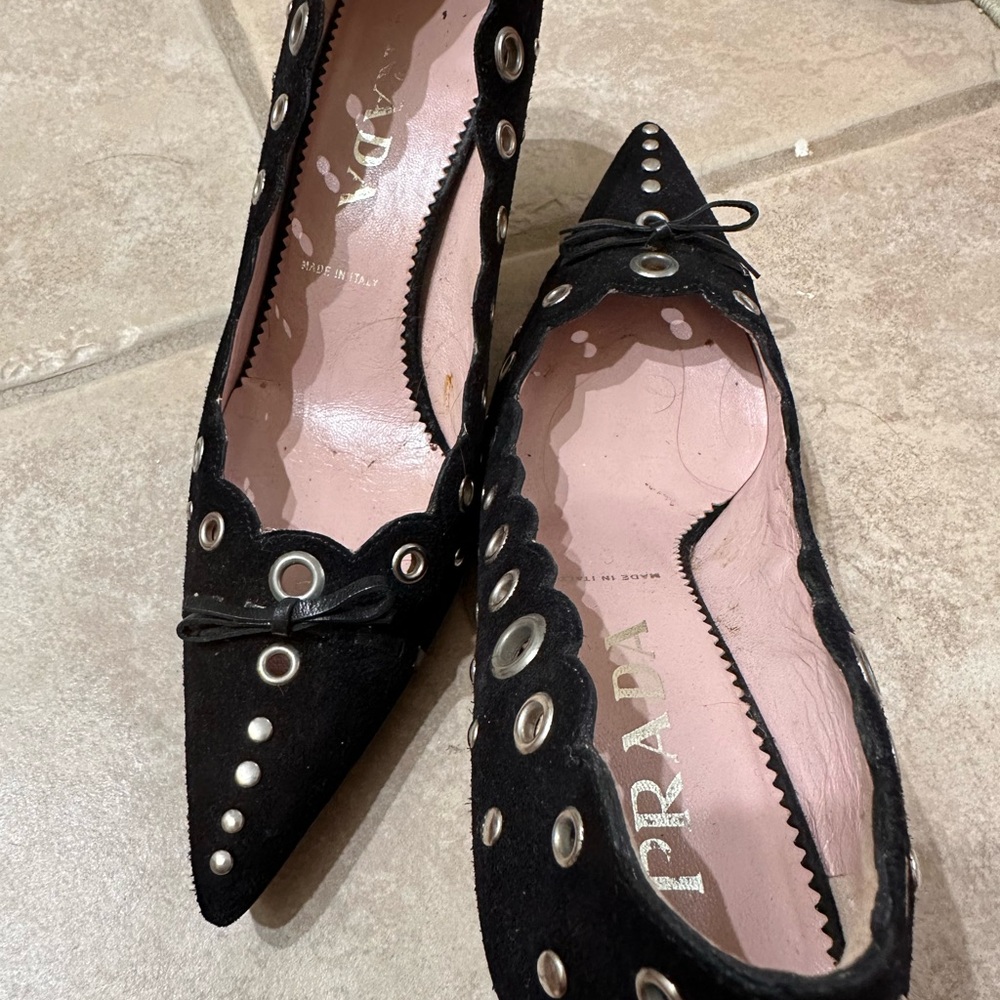 Prada Black Women's Shoes with Silver Accents